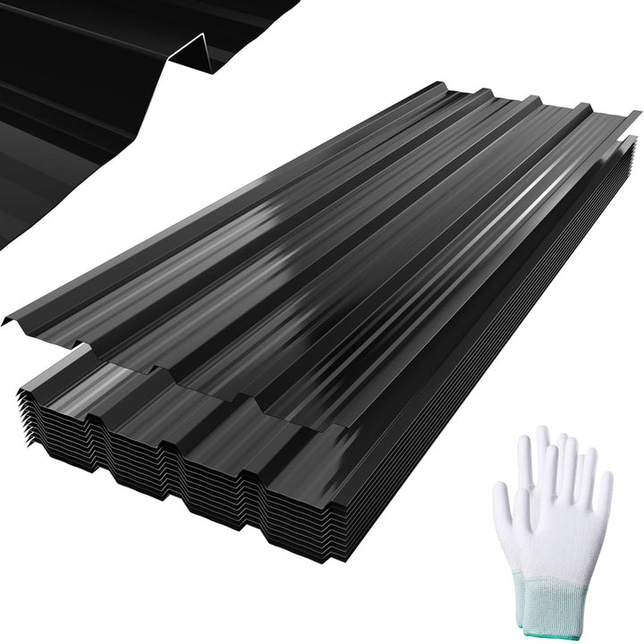 FIVMEN 12x Trapezblech 1295x450mm Verzinkt Dachblech Wellblechplatten für Dach mit Handschuhe und Sc