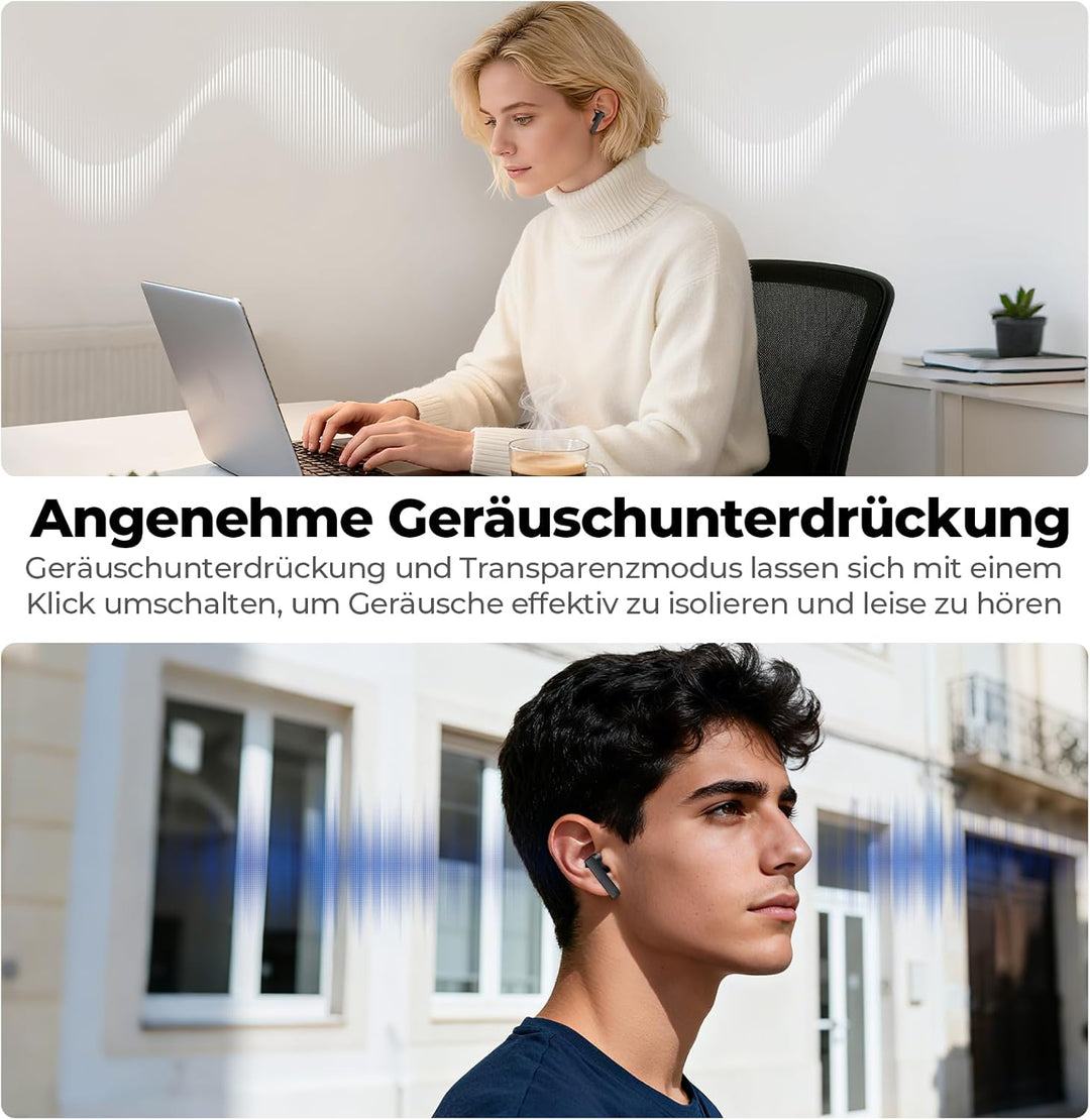 NE40 KI Übersetzer Kopfhörer, 134 Sprachen & 9 Modi Echtzeit Übersetzung | Bluetooth 6.0, mit Drehkn