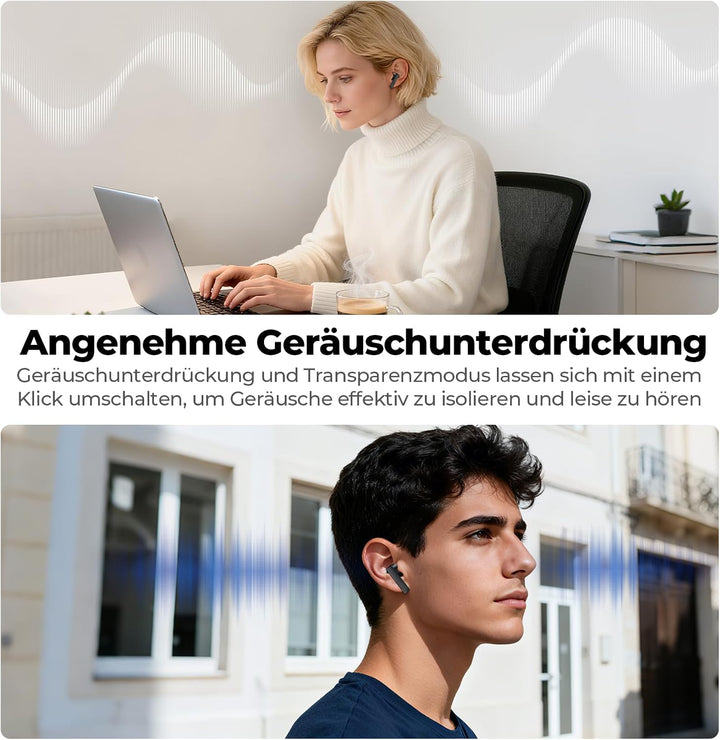 NE40 KI Übersetzer Kopfhörer, 134 Sprachen & 9 Modi Echtzeit Übersetzung | Bluetooth 6.0, mit Drehkn