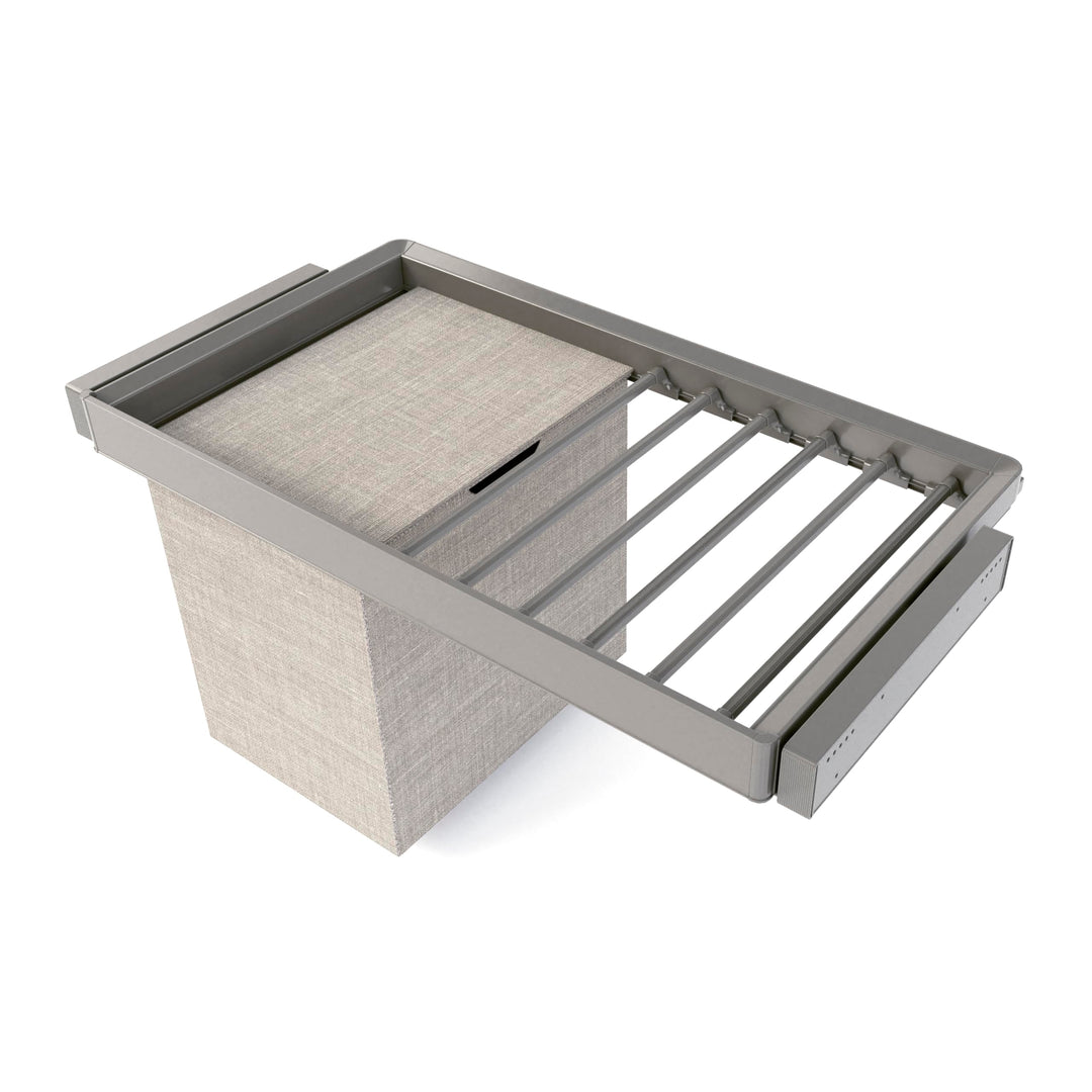 Emuca - Satz aus 7-Stangen-Hosenhalter, Wäschekorb und ahmen für Schrank Quartz, mit Soft-Close- und