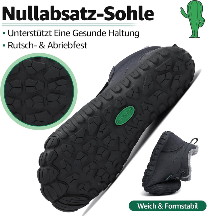 SAGUARO Winter Barfussschuhe Warm Gefüttert Winterschuhe für Damen Herren,EU Gr.36-48 37 EU Dunkelgr