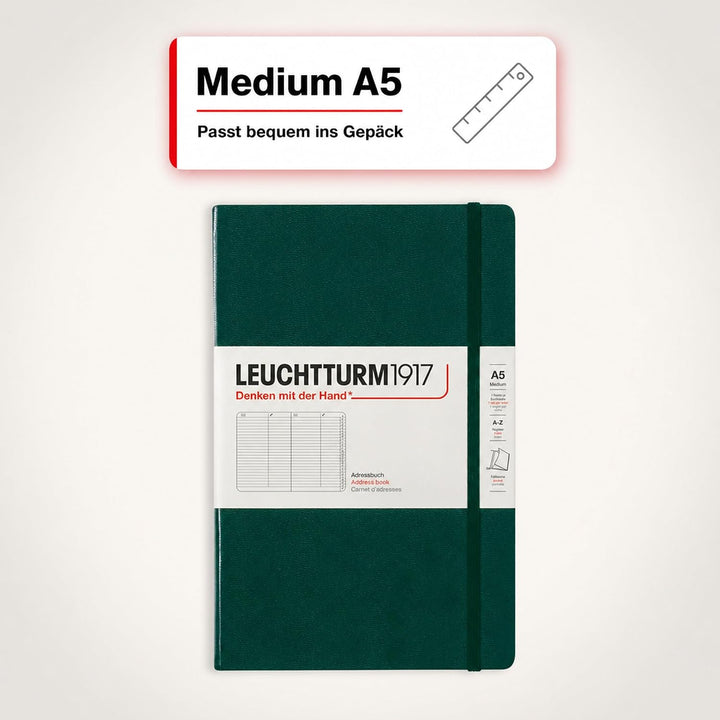 LEUCHTTURM1917 370360 Adressbuch Medium (A5), Hardcover, Forest Green Forest Green Medium (A5), Fore
