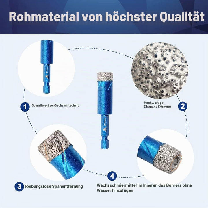 Diamantbohrer Fliesenbohrer Set 16mm - BRSCHNITT 2 Stück Sechskant-Schaft fliesenbohrer set- Lochsäg