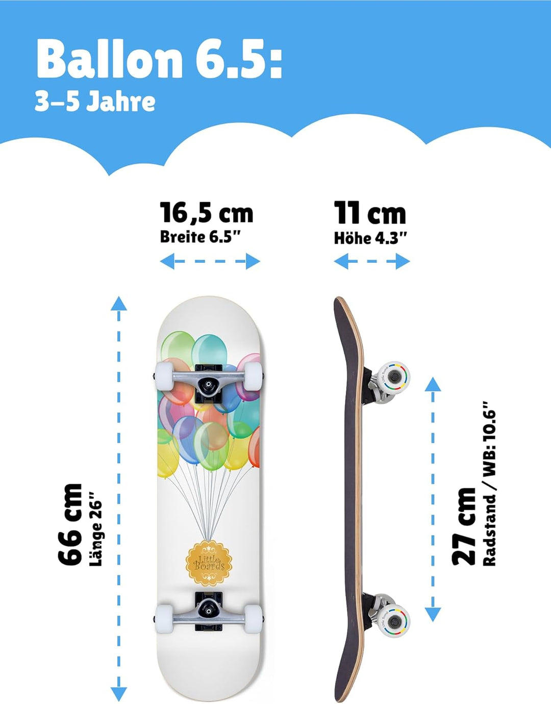 Little Boards Skateboard für Kinder - hochwertiges Komplettboard für Anfänger ab 3 oder 4 Jahren, au