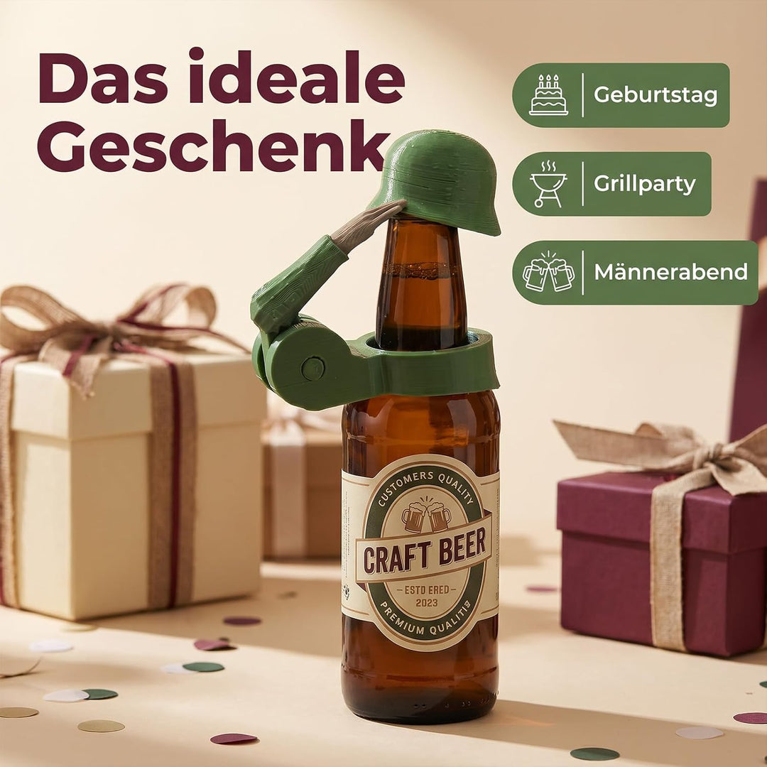 PLUSHCEWT 4 Stück Soldat Salut Bierflaschen Helm Soldatengruss Bierflaschenhelm Bierhelm lustiger Fl
