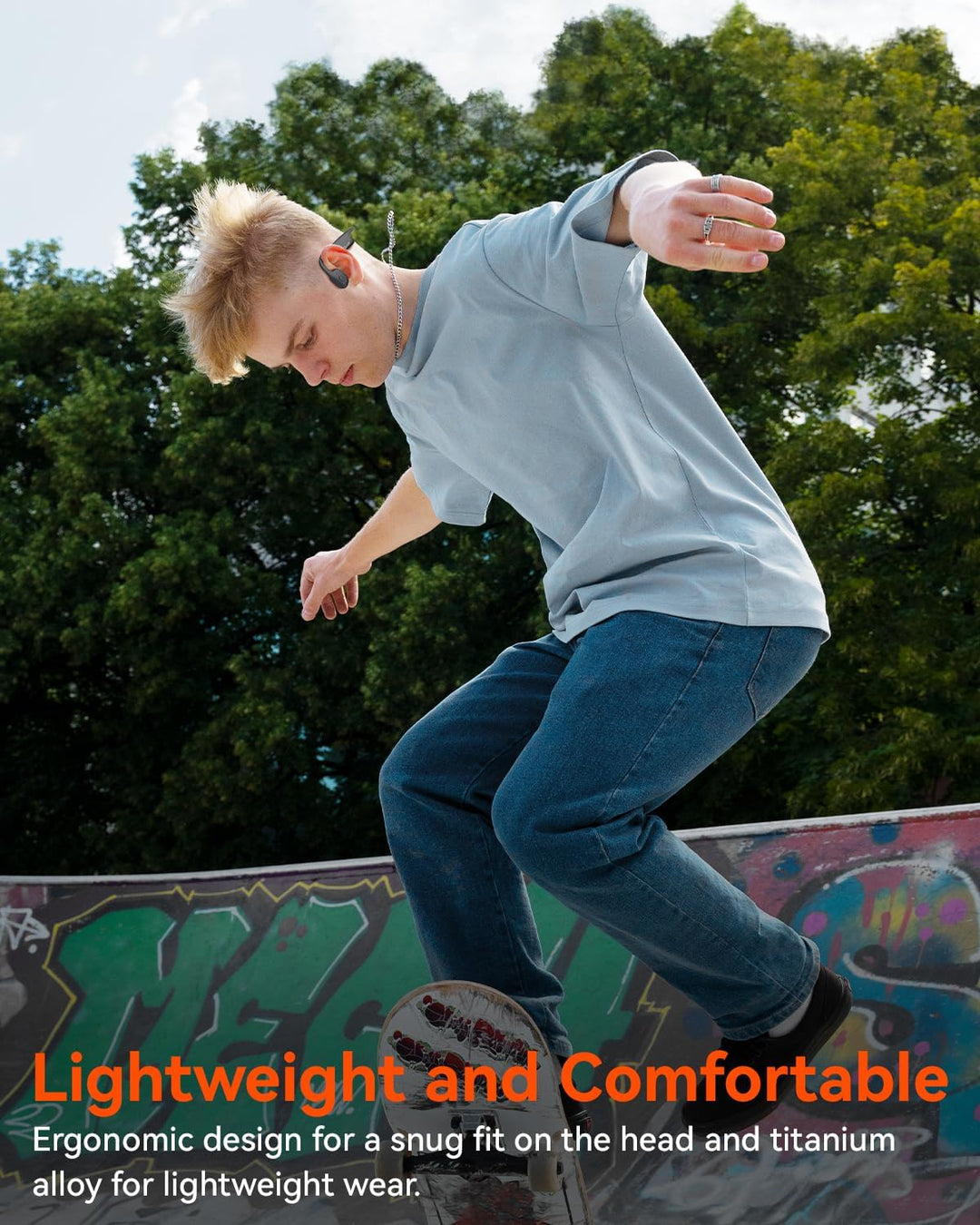 SANOTO Knochenschall Kopfhörer, Open Ear Kopfhörer Bluetooth 5.3, 8 Stunden Akkulaufzeit, Bone Condu