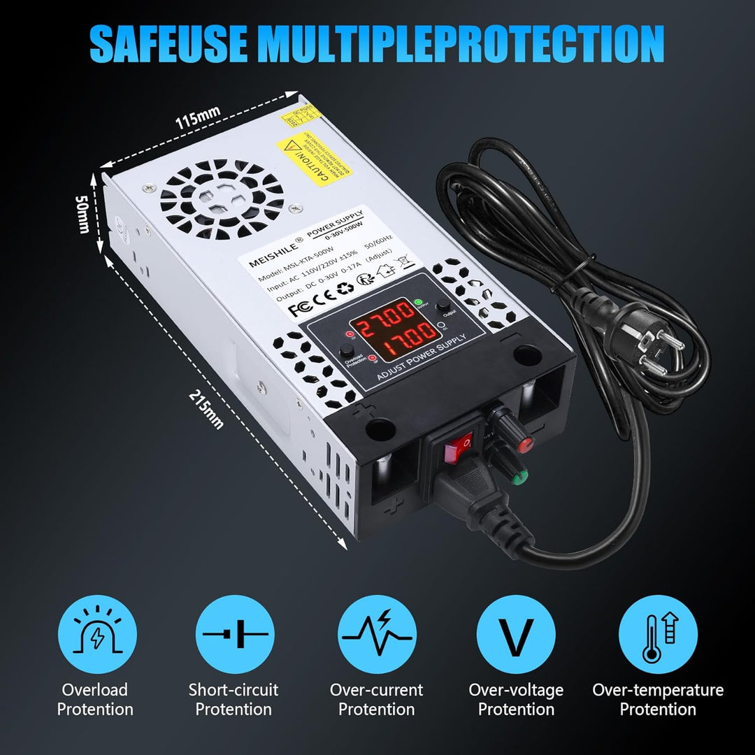 Einstellbare Schalternetzteil DC (0-17V 0-30A) 500W DIY Trafo 230V AC auf DC 30Volt Transformator In