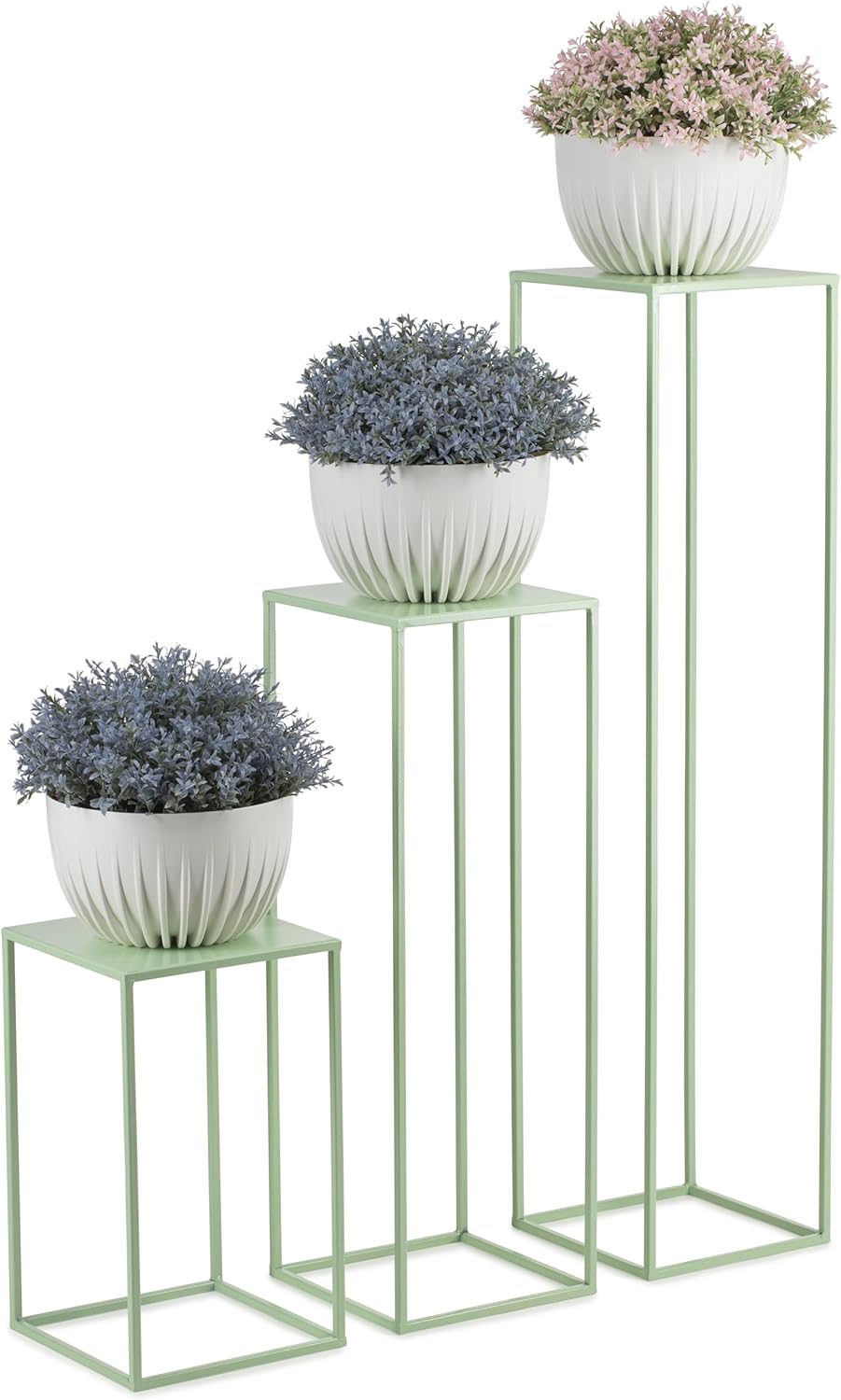 HowHomely Blumenständer Metall Grünblau 100 cm Hoch - Solider und Robuster Blumenhocker Metall - Pfl