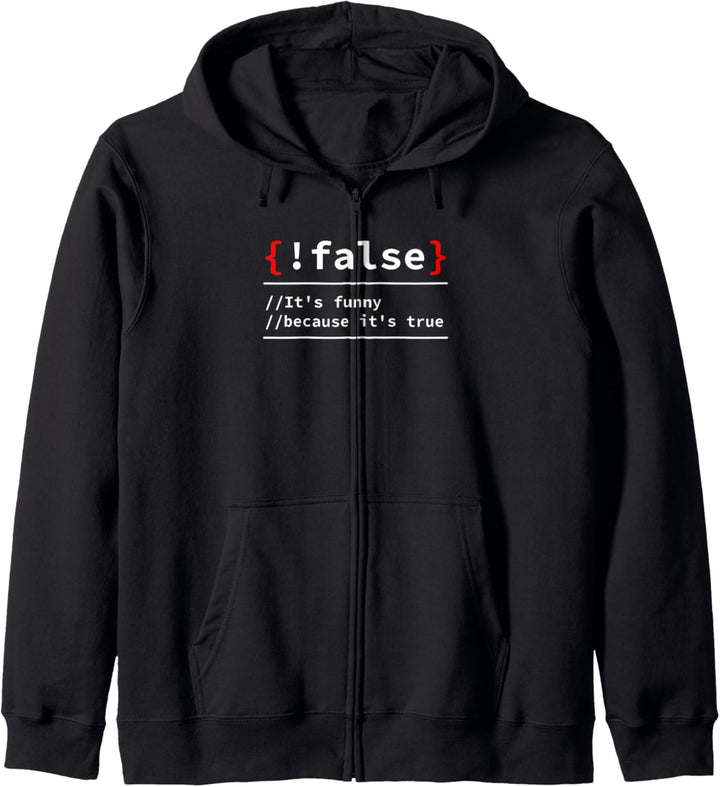 !false it's funny because it's true HTML Admin Binär USB Kapuzenjacke