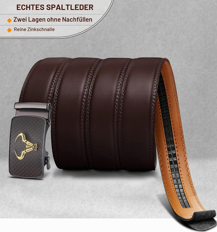 BULLIANT Gürtel Herren, Gürtel Ratsche Ledergürtel 35mm,Grösse Angepasst | Herren Automatikgürtel Bu