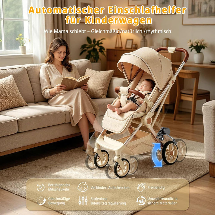 Kinderwagenschaukler, Unterstütztes Schaukeln des Kinderwagens, Baby Schlafhilfe, Sanftes Schaukeln,