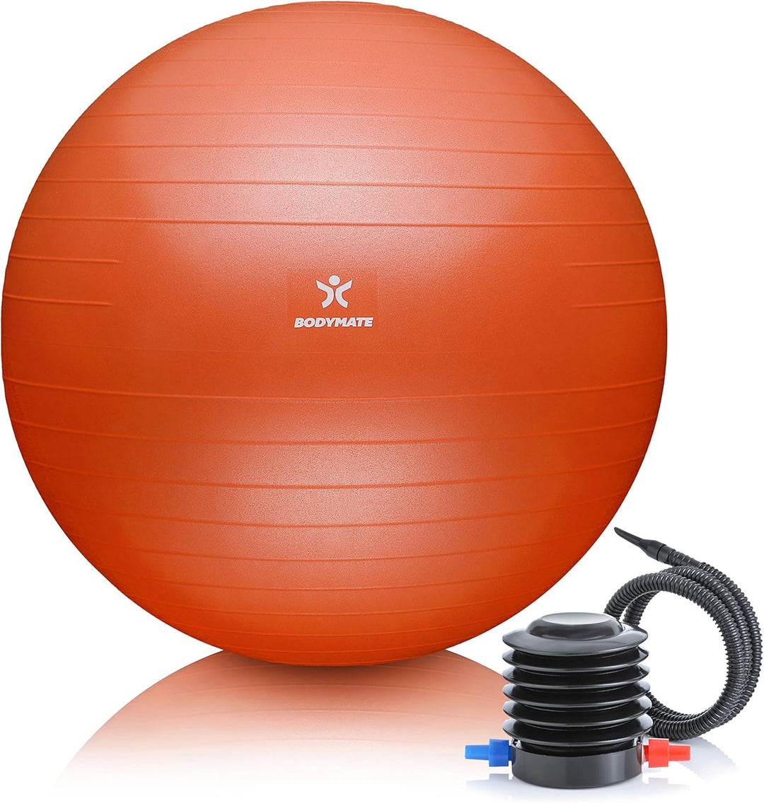 BODYMATE Gymnastikball Sitzball Trainingsball mit GRATIS E-Book inkl. Luft-Pumpe, Ball für Fitness,