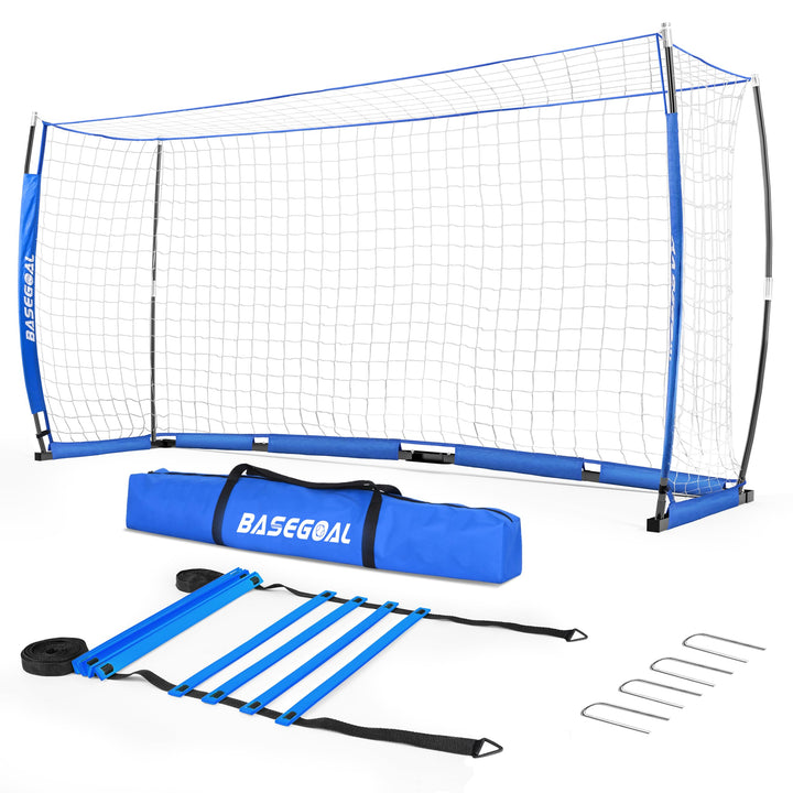 Fussballtor Outdoor [180cm/240cm/365cm], Faltbares Fussballtor Garten &amp; Training mit Koordinationsle