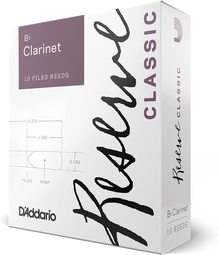 D'Addario Reserve Classic Blätter für Bb-Klarinette (Böhm) Stärke 3.0 (10 Stück) Stärke 3,0, Stärke