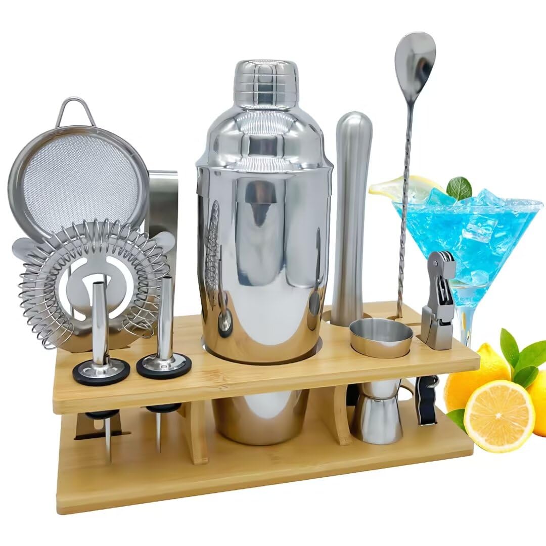 OBALY Bartender Kit 11-Piece Cocktail Shaker-Muddler for Cocktails 25oz Boston Shaker-Bar Accessorie