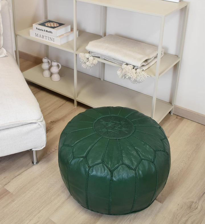 Poufs&Pillows Marokkanischer Echtleder Pouf - Handgefertigt - Gefüllt Geliefert - Ottoman, Sitzsack,