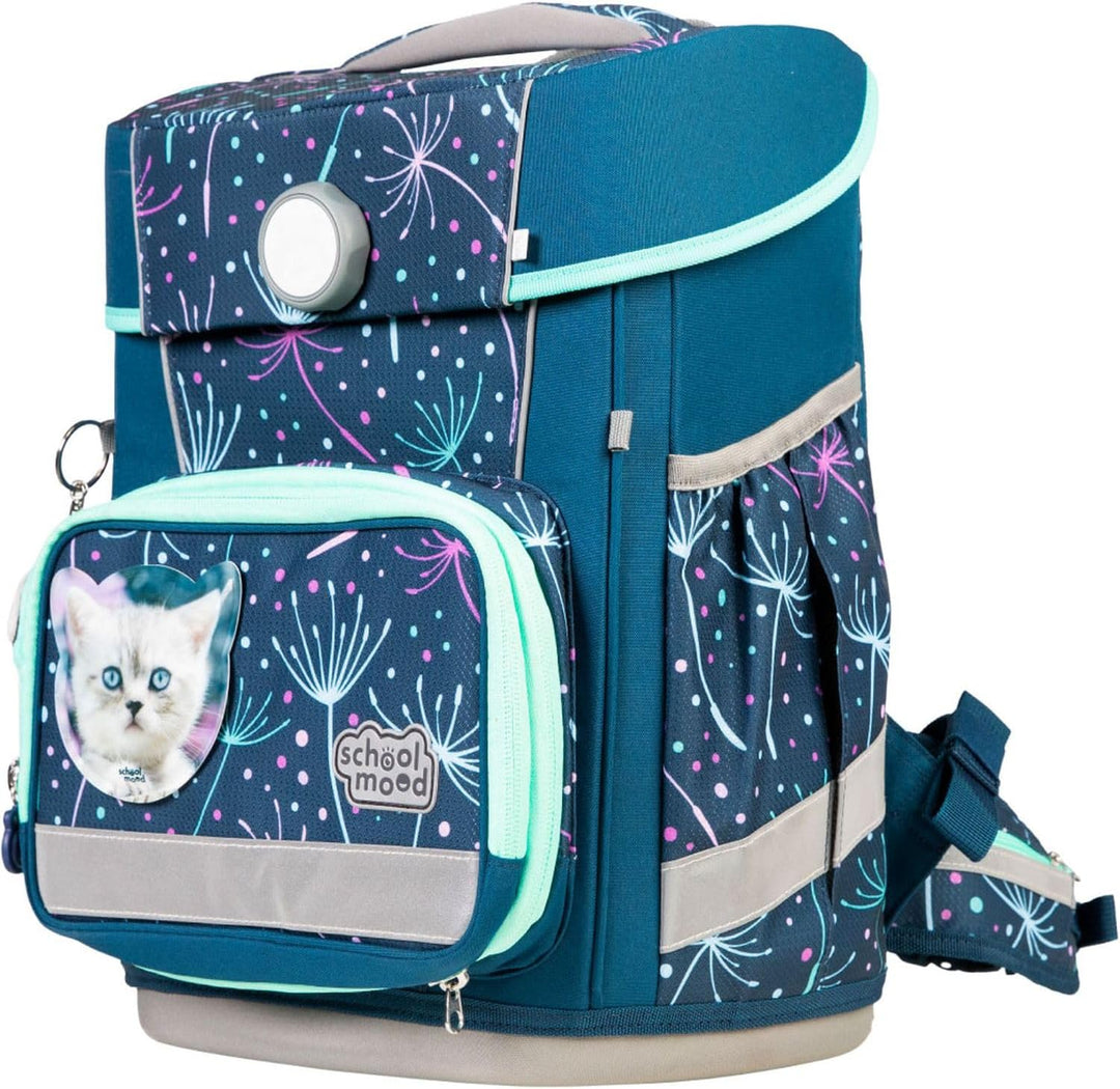 SCHOOL-MOOD Champion Pro Lina Kätzchen Schulranzenset 7-teilig 21,5L Stauraum, ergonomisches Easy Fi