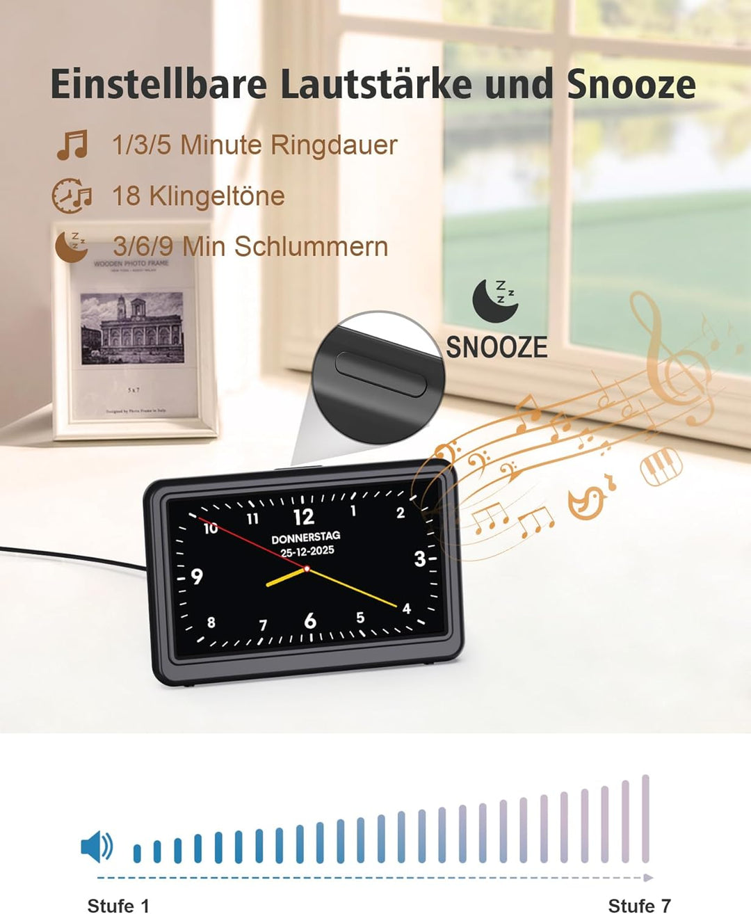Roxicosly Digitaler Kalender, Elektronischer Tag Datum Wecker, Digital Uhr mit 20 Benutzerdefinierte