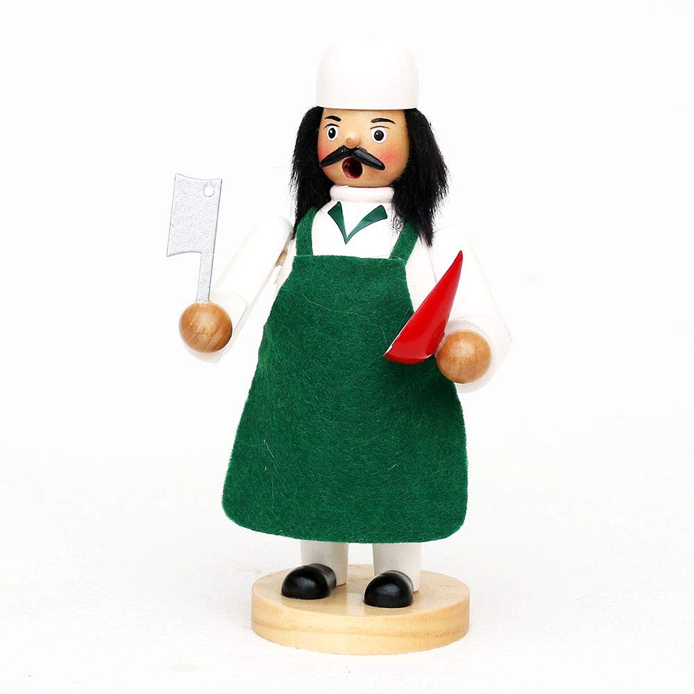 Wichtelstube-Kollektion Holz Räuchermann Räuchermännchen Räucherfigur Fleischer mit Beil 11 x 9 x 20