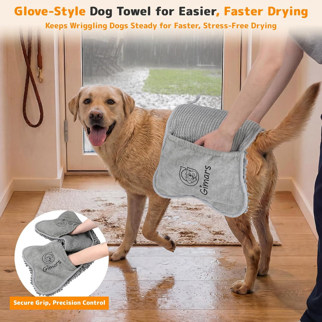 Gimars Chenille Hundehandtuch mit Taschen, 32x82cm, Saugfähig & Schnelltrocknend