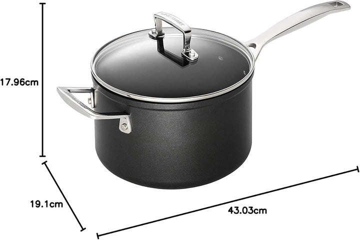 LE CREUSET Aluminium-Antihaft Profitopf, Ø 18 cm, Für alle Herdarten inkl. Induktion geeignet, Anthr