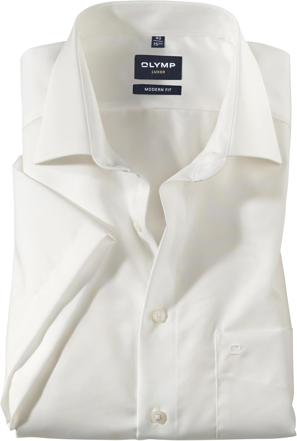 OLYMP Herren Oberhemd Kurzarm Luxor,Uni,modern fit,New Kent 37 Beige 21, 37 Beige 21