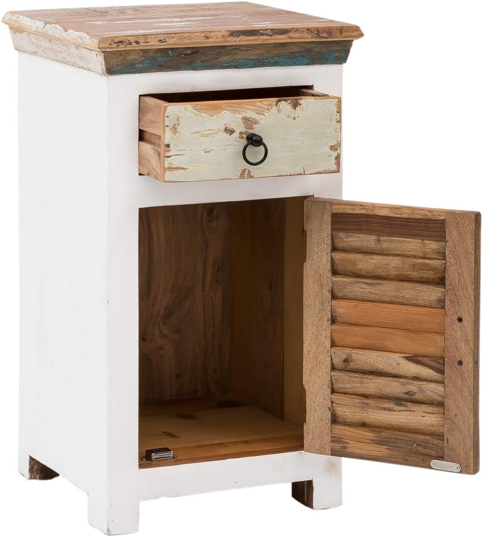 Woodkings® Bad Unterschrank Perth recyceltes Holz bunt rustikal Echtholz weiss massiv Badmöbel Badez