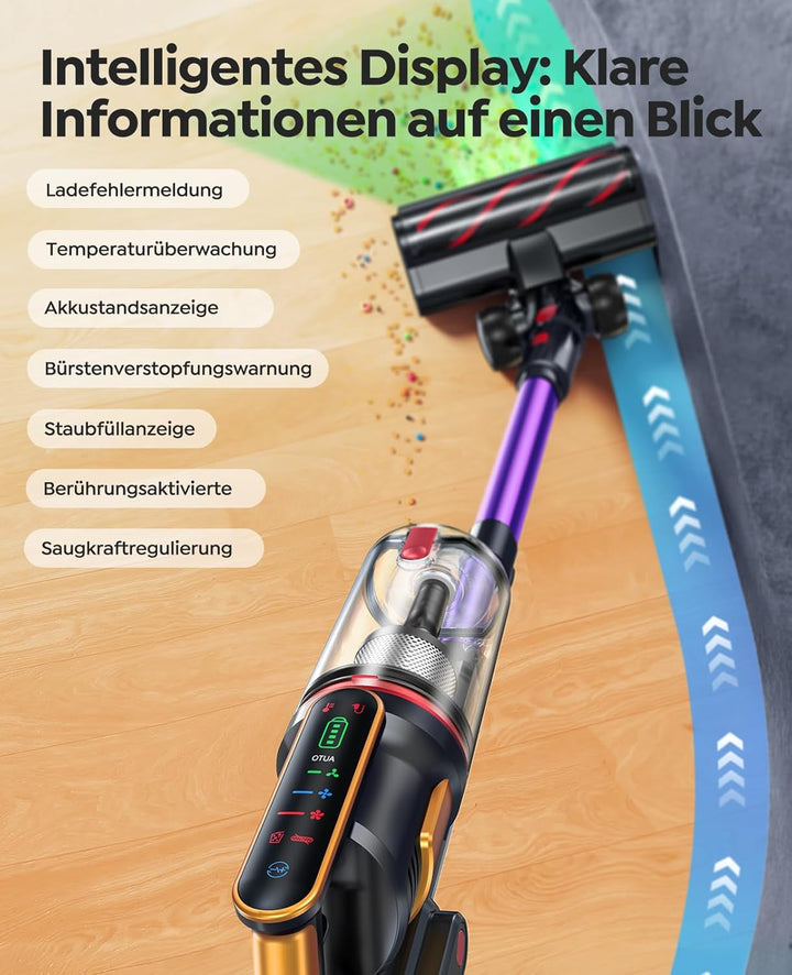 Fieety Akku Staubsauger 600W/50kPa/65Min, Staubsauger Kabellos mit Tierpflegebürste, 1M Schlauch, Wa