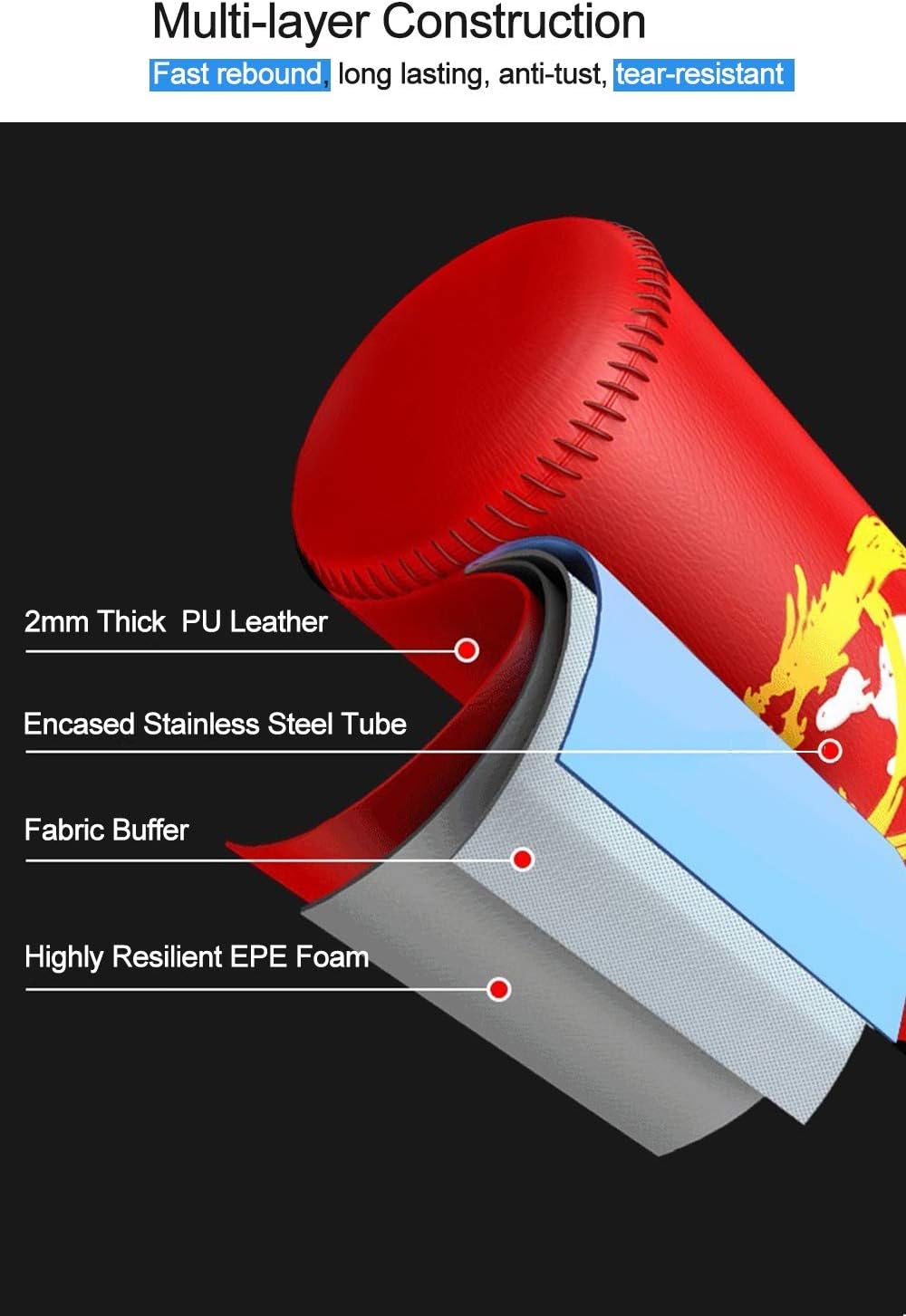 Dripex Boxsack Erwachsene Freistehender Standboxsack MMA Boxpartner Boxing Trainer Heavy Duty Boxsac