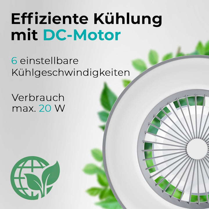 Noaton Deckenventilator mit Beleuchtung 11056GR Vega, LED Dimmbar max 40 W, 3 Farbtemperaturen, Fern