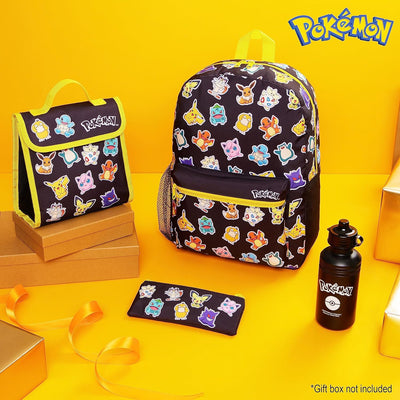 Pokemon Rucksack Kinder 4er Set Schulranzen Lunchbox Federmäppchen Wasserflasche 500ml Kinderrucksac