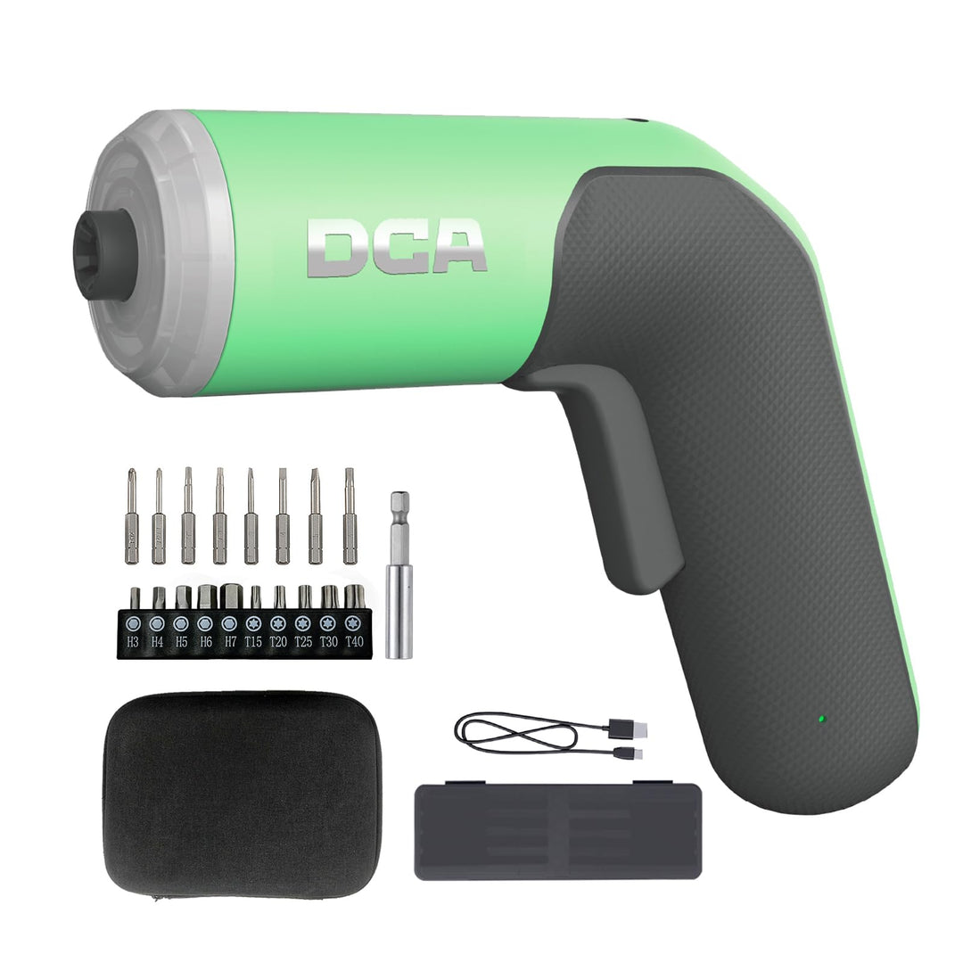 DCA 4V Elektrischer Schraubendreher-Set, 5 N·m mit 2000-mAh-Li-Ionen-Akku, 6,35 mm Magnet-Sechskanta