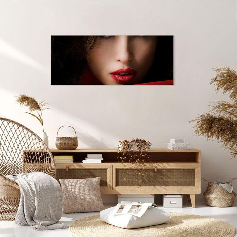 Wandbilder Dekoration Wohnzimmer Schönheit brünette eleganc mädchen Bilder auf Leinwand 120x50cm Lei