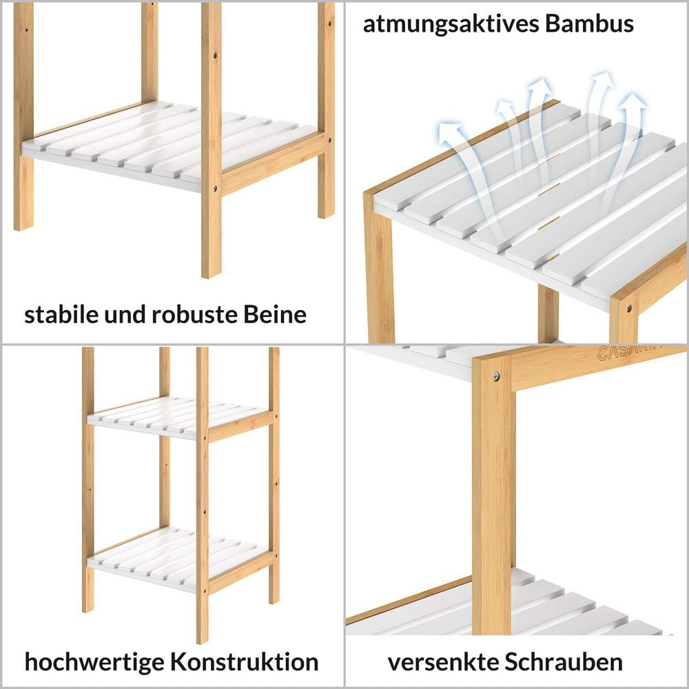 Casaria® Badezimmer Regal Bambus Holz 5 Ablagen Belastbarkeit 50kg Küche Wohnzimmer Bad Diele Standr