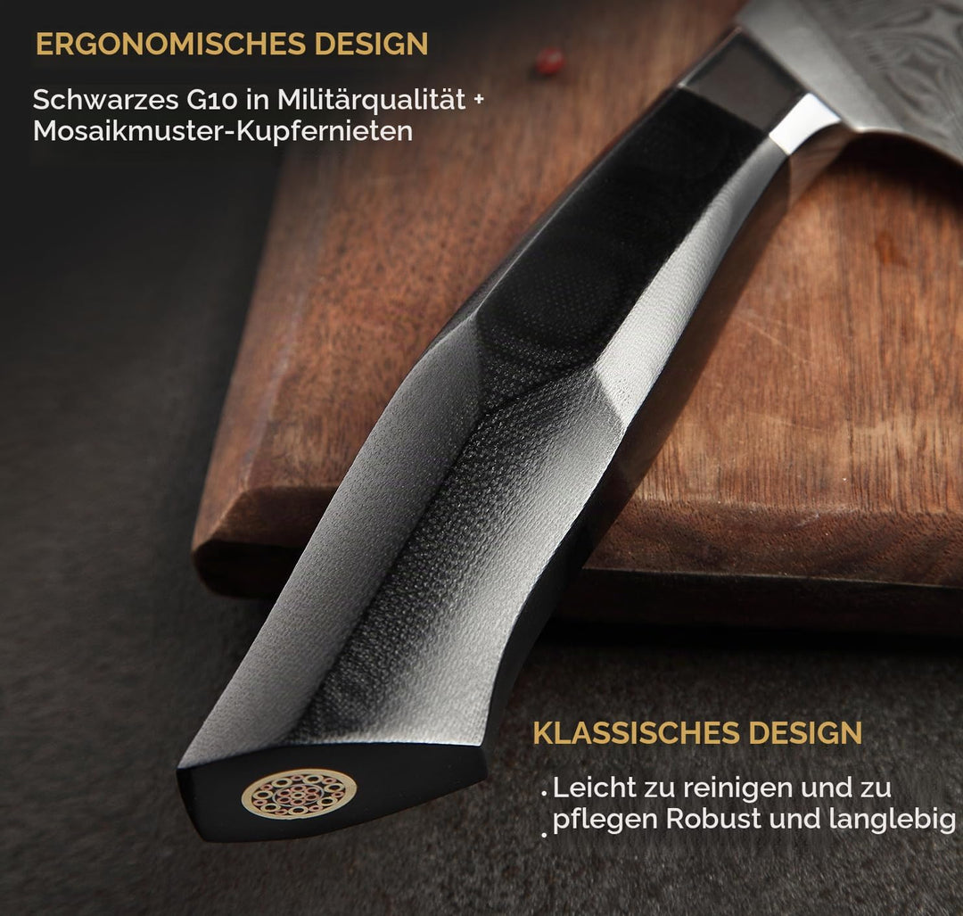 XINZUO Damaststahl Kochmesser, 21.5cm Kiritsuke Chefmesser Profi geschmiedet Gyuto Küchenmesser, Mil