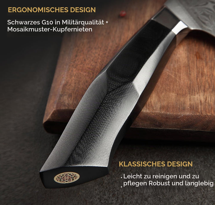 XINZUO Damaststahl Kochmesser, 21.5cm Kiritsuke Chefmesser Profi geschmiedet Gyuto Küchenmesser, Mil