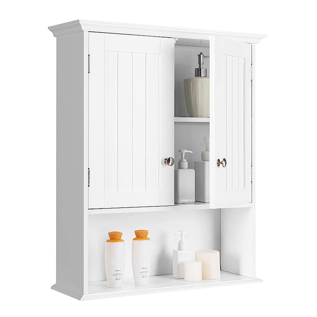 GOPLUS Hängeschrank Bad, Badschrank Holz mit verstellbarem Regal, Wandschrank hängend, Badezimmersch