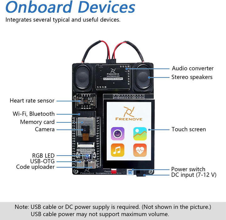 Freenove Development Kit for ESP32-S3 (Compatible with Arduino IDE), Onboard Camera Wireless Stereo