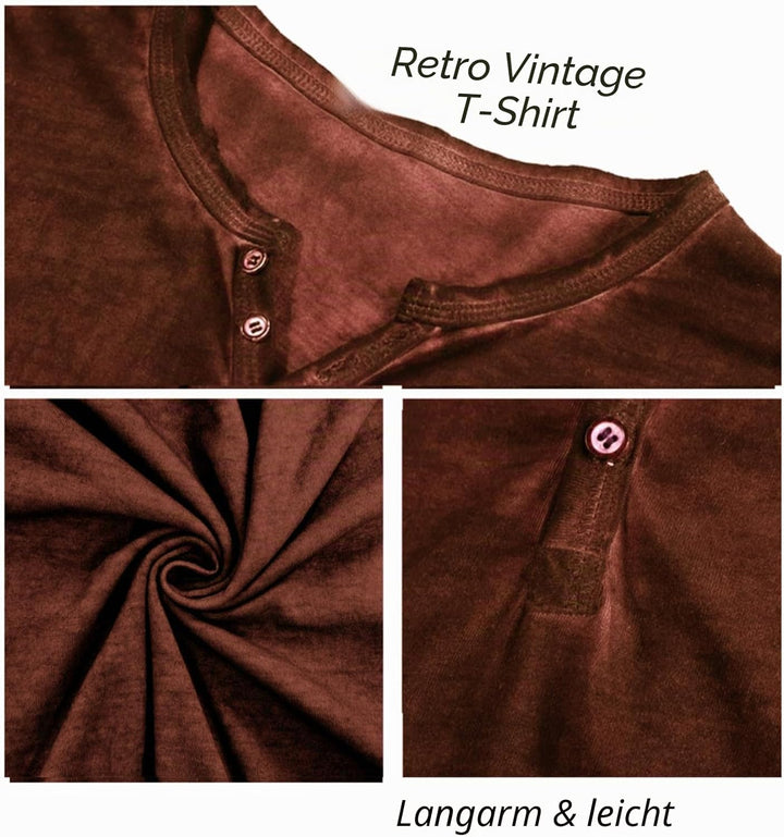 Henley Shirt Herren Langarm Langarmshirt Herren Longsleeve T Shirt Vintage Tshirt Baumwolle Longshir