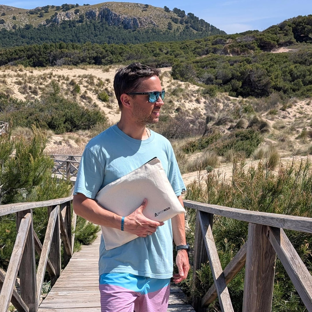 Reise Yogamatte “Coral Red“ Naturkautschuk - vegan &amp; rutschfest - Ökologisch &amp; nachhaltige Reisematt