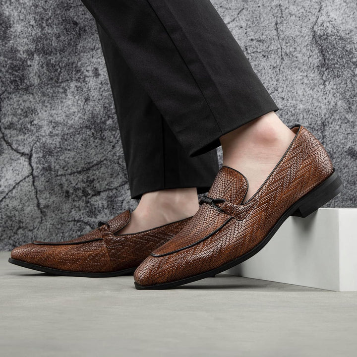 MEIJIANA Herren Mokassins Herren Elegante Schuhe Herren Casual Slip on Anzugschuhe 42 EU Braun 02, 4