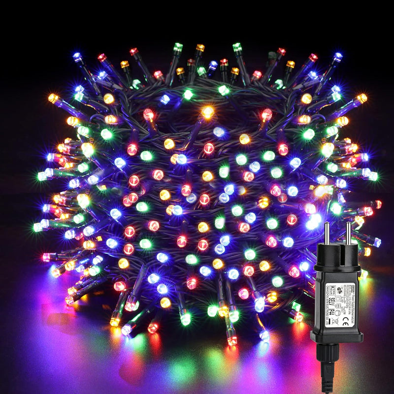 BrizLabs Weihnachtsbaum Lichterkette Aussen, 50M 500 LED Bunt Lichterkette Innen Strom 8 Modi Wasser