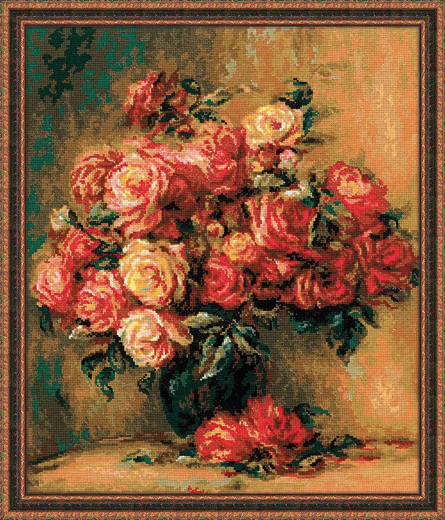 Riolis Kreuzstichset Bouquet of Roses, Weiss