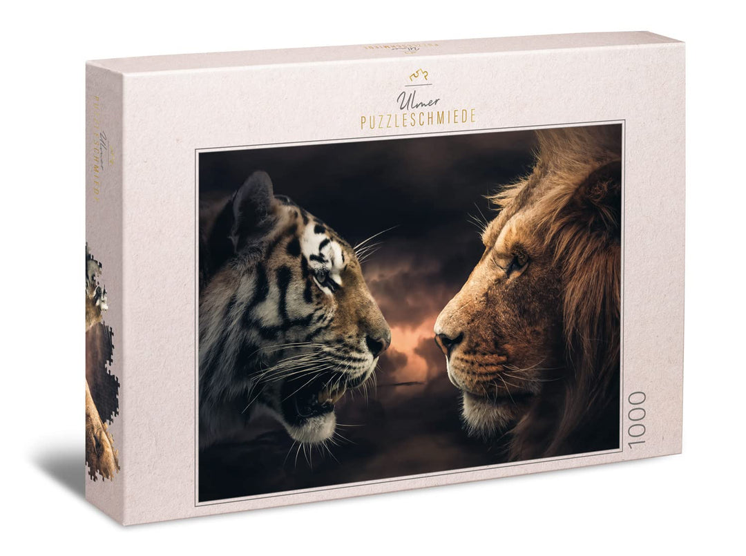 Ulmer Puzzleschmiede - Puzzle „Rumble in The Jungle“ - Eindrucksvolles 1000 Teile Puzzle mit Löwe un