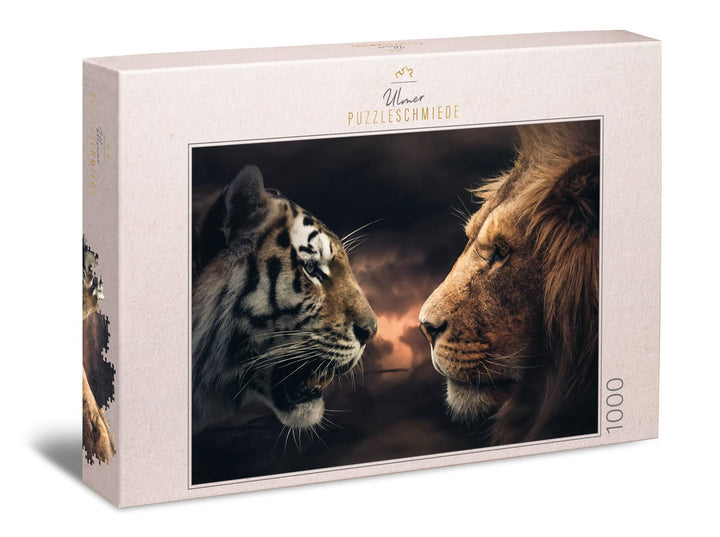 Ulmer Puzzleschmiede - Puzzle „Rumble in The Jungle“ - Eindrucksvolles 1000 Teile Puzzle mit Löwe un