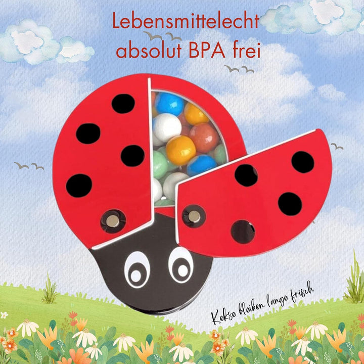 MediMuc Marienkäfer mit abklappbaren Flügeln und transparentem Sichtfenster - Geschenkdose, Osterdos
