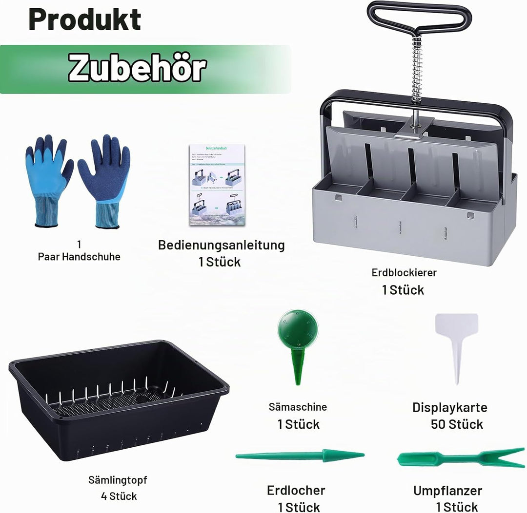 Manuelle Erdballenpresse Anzucht, für 8 Soil Block von 5x5x5cm, Handgehaltener Bodenblocker mit Säma
