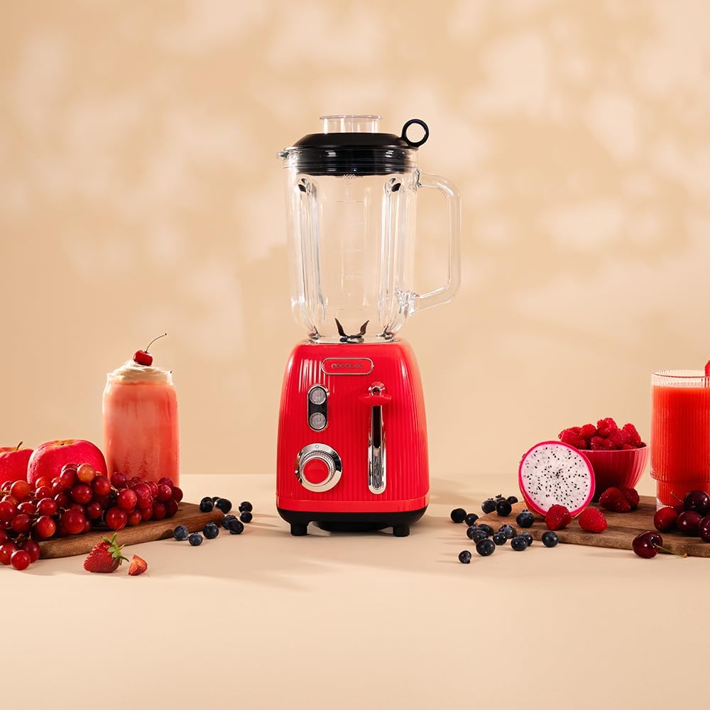Cecotec Standmixer Retro Power Black Titanium RetroRed. 1200W Maximale Leistung, 2 Geschwindigkeiten