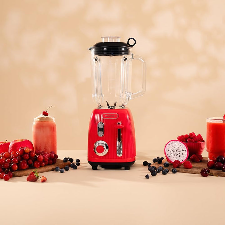 Cecotec Standmixer Retro Power Black Titanium RetroRed. 1200W Maximale Leistung, 2 Geschwindigkeiten