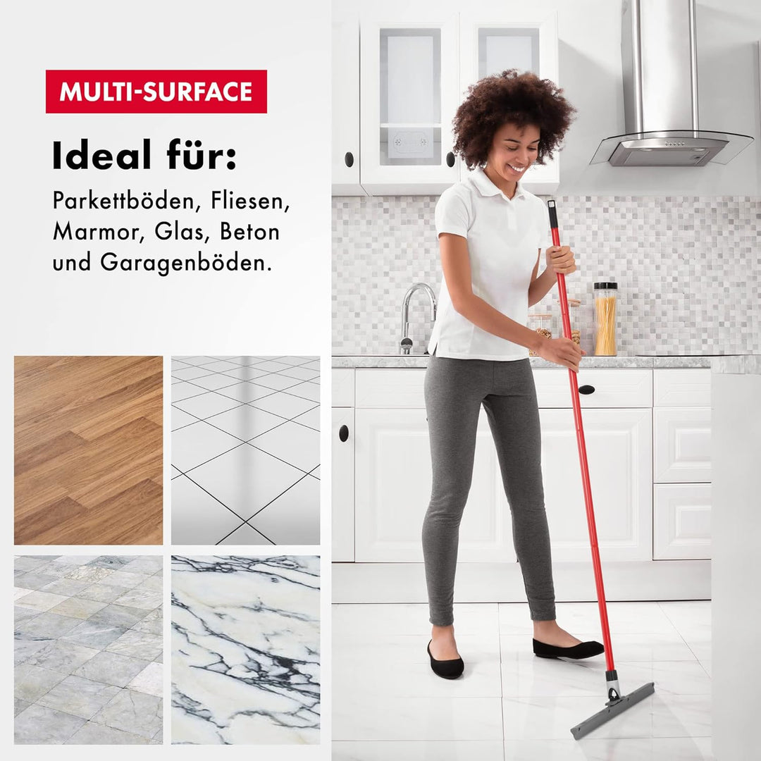 Wasserabzieher/Wasserschieber mit extra langlebiger 45cm Silikon Lippe, 4 Teile Griff 140cm, flexibl